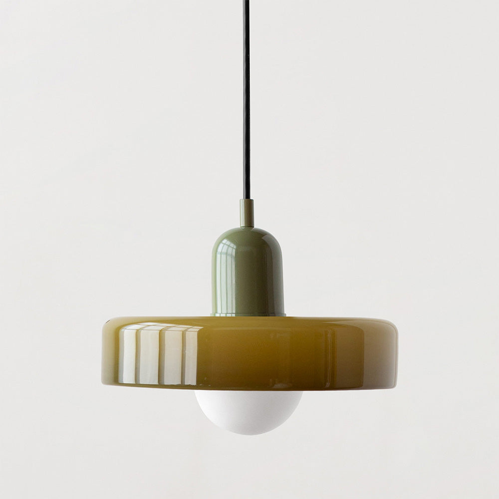 Bauhaus-Pendelleuchte Aus Farbigem Glas